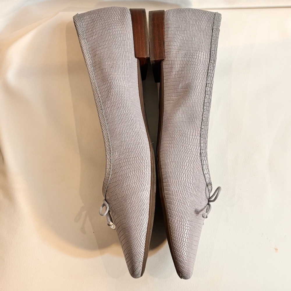 MADEWELL Sz 10 The Adelle Ballet Flat in Lizzard Embossed Leather In Light Grey - Picture 5 of 10